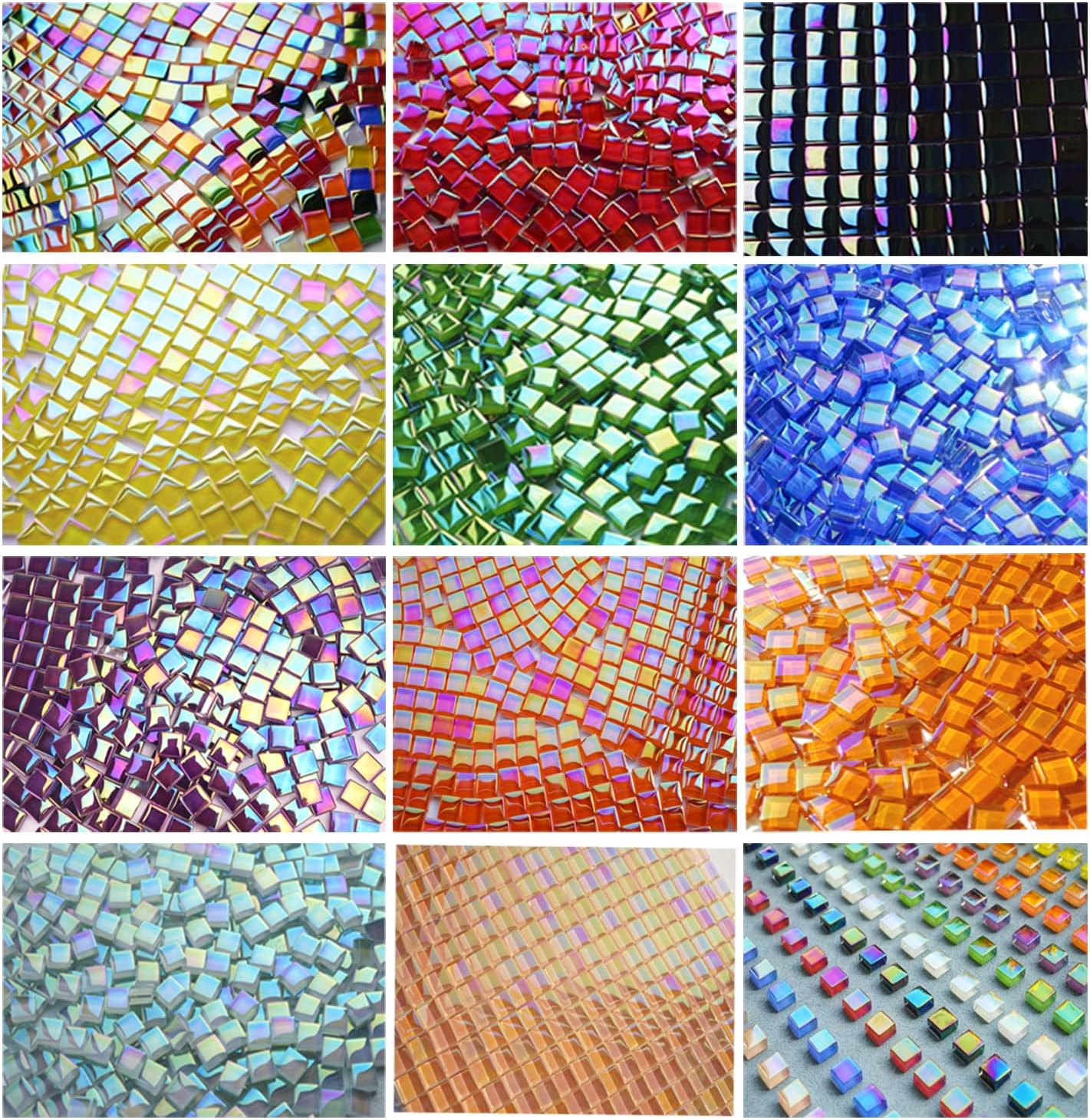 300G Iridescent Mosaic Tiles, 0.4 inches Square Mosaic Glass Pieces, Mini Tiles for Glass Projects, Great for Mosaic Craft, 335pcs Crisp Sunshine Yellow Mosaic Great for Art Supplies