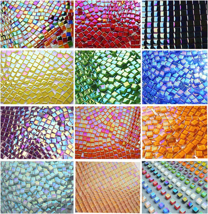 300G Iridescent Mosaic Tiles, 0.4 inches Square Mosaic Glass Pieces, Mini Tiles for Glass Projects, Great for Mosaic Craft, 335pcs Crisp Sunshine Yellow Mosaic Great for Art Supplies