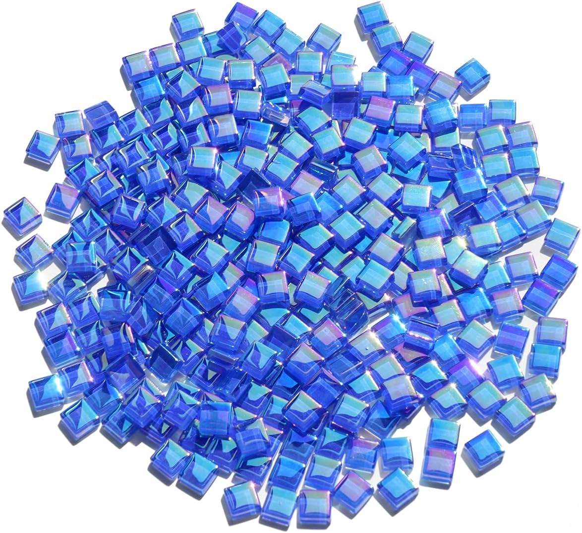 300G Iridescent Mosaic Tiles, 0.4 inches Square Mosaic Glass Pieces, Mini Tiles for Glass Projects, Great for Mosaic Craft, 335pcs Crisp Sunshine Yellow Mosaic Great for Art Supplies