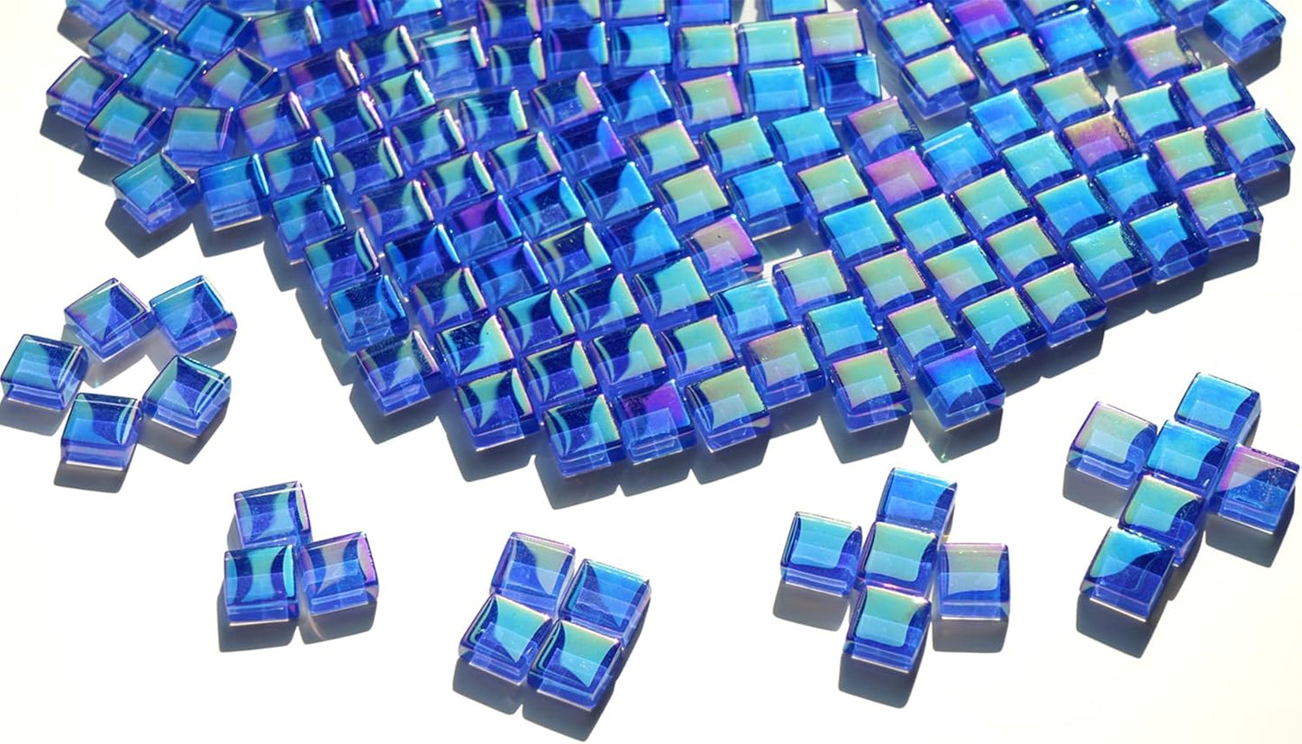 300G Iridescent Mosaic Tiles, 0.4 inches Square Mosaic Glass Pieces, Mini Tiles for Glass Projects, Great for Mosaic Craft, 335pcs Crisp Sunshine Yellow Mosaic Great for Art Supplies