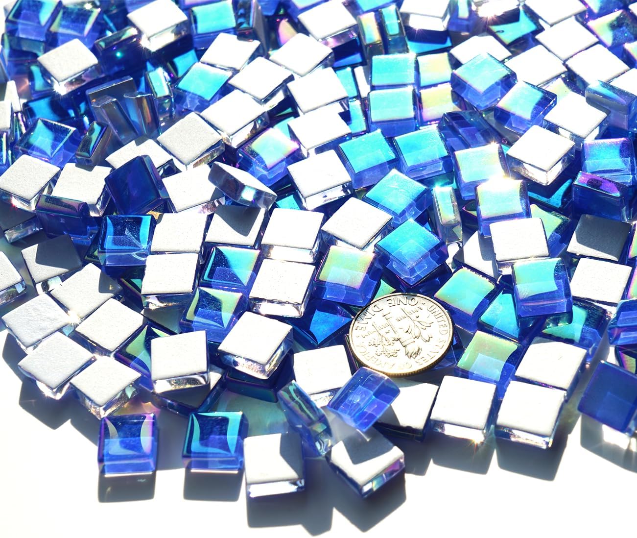 300G Iridescent Mosaic Tiles, 0.4 inches Square Mosaic Glass Pieces, Mini Tiles for Glass Projects, Great for Mosaic Craft, 335pcs Crisp Sunshine Yellow Mosaic Great for Art Supplies