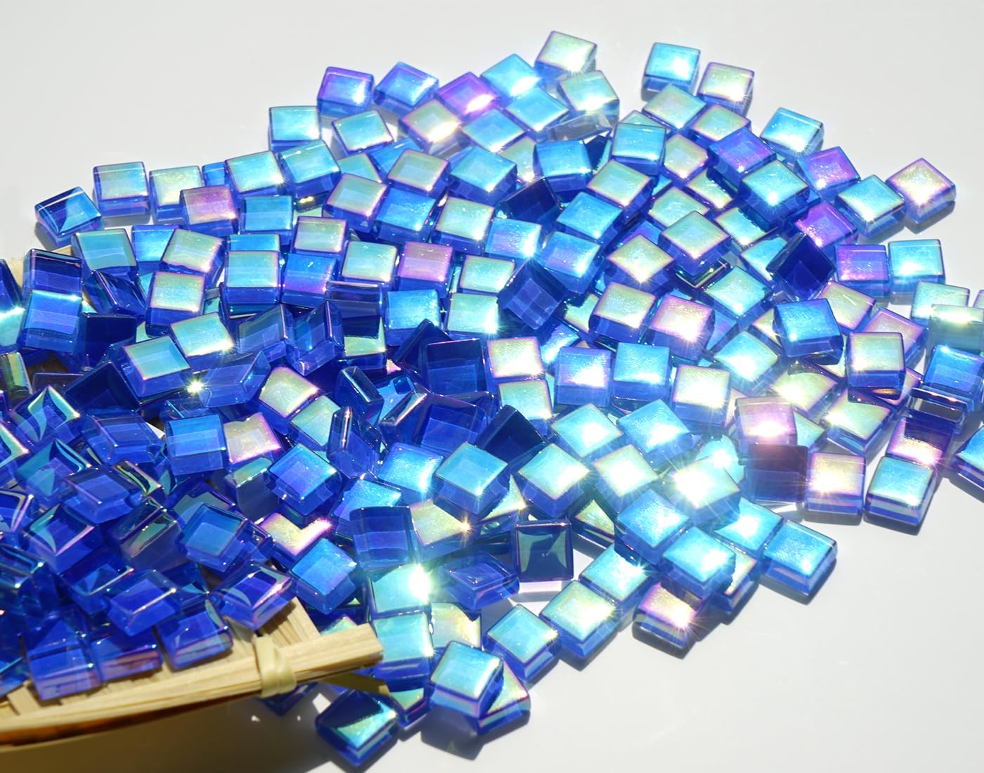300G Iridescent Mosaic Tiles, 0.4 inches Square Mosaic Glass Pieces, Mini Tiles for Glass Projects, Great for Mosaic Craft, 335pcs Crisp Sunshine Yellow Mosaic Great for Art Supplies