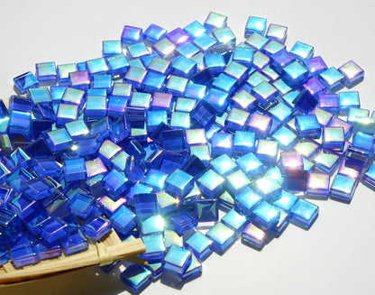 300G Iridescent Mosaic Tiles, 0.4 inches Square Mosaic Glass Pieces, Mini Tiles for Glass Projects, Great for Mosaic Craft, 335pcs Crisp Sunshine Yellow Mosaic Great for Art Supplies
