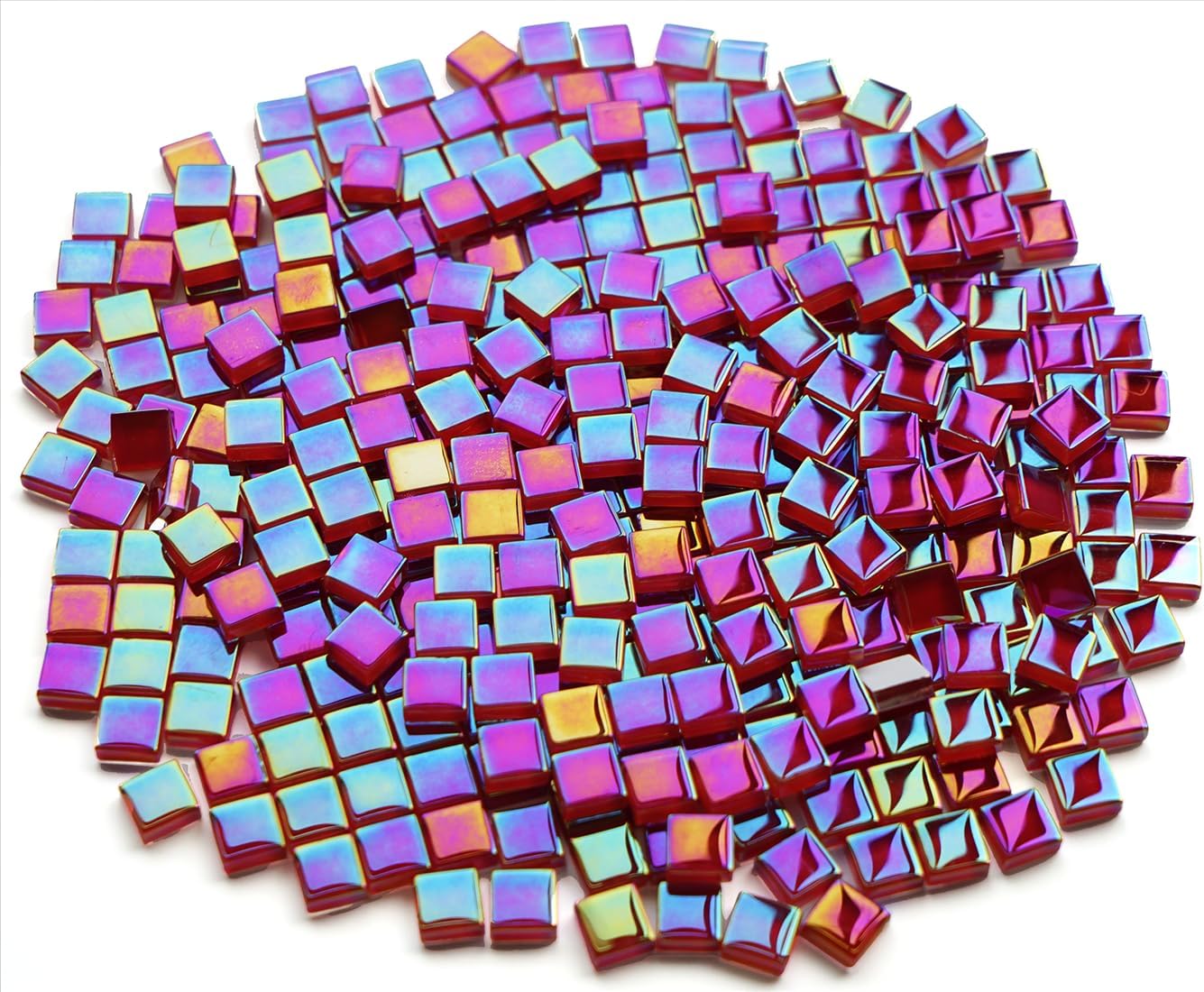 300G Iridescent Mosaic Tiles, 0.4 inches Square Mosaic Glass Pieces, Mini Tiles for Glass Projects, Great for Mosaic Craft, 335pcs Crisp Sunshine Yellow Mosaic Great for Art Supplies
