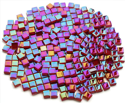 300G Iridescent Mosaic Tiles, 0.4 inches Square Mosaic Glass Pieces, Mini Tiles for Glass Projects, Great for Mosaic Craft, 335pcs Crisp Sunshine Yellow Mosaic Great for Art Supplies