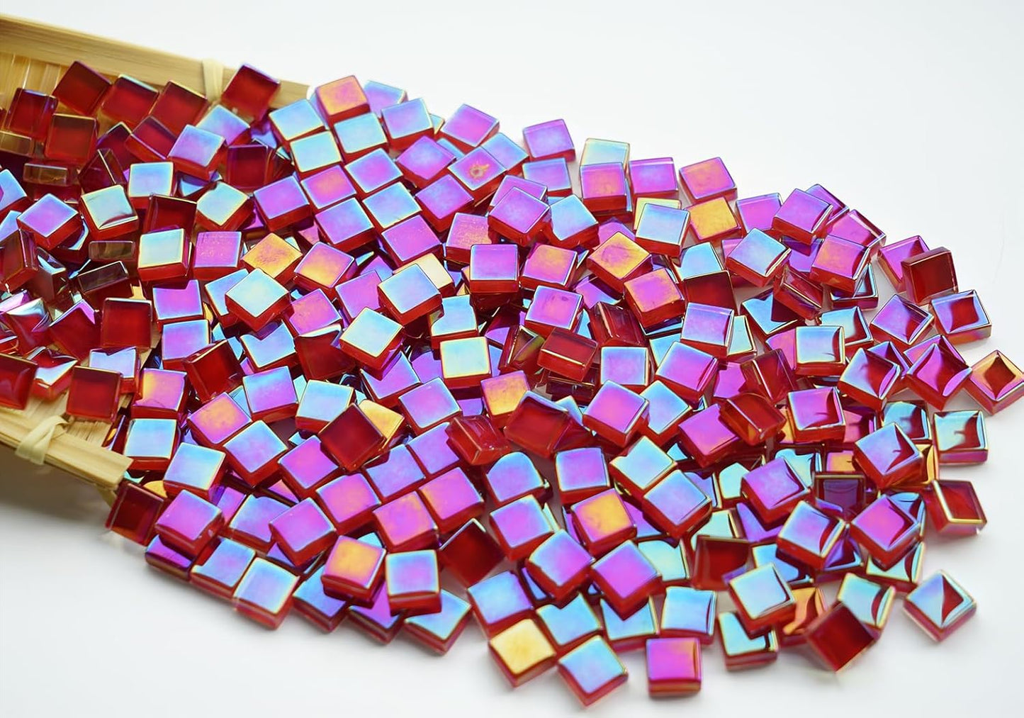 300G Iridescent Mosaic Tiles, 0.4 inches Square Mosaic Glass Pieces, Mini Tiles for Glass Projects, Great for Mosaic Craft, 335pcs Crisp Sunshine Yellow Mosaic Great for Art Supplies