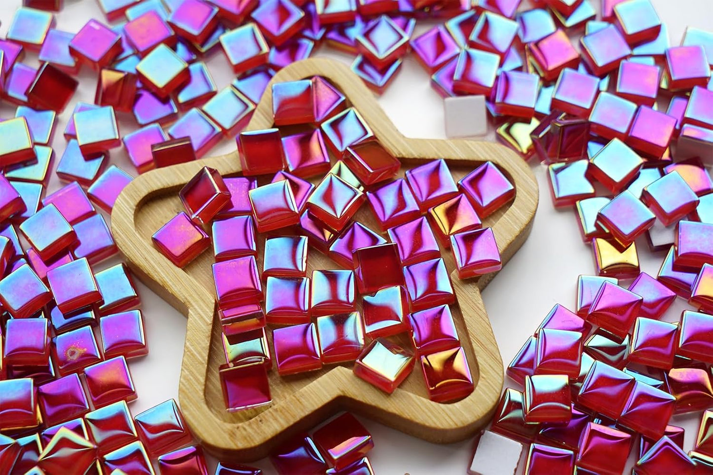 300G Iridescent Mosaic Tiles, 0.4 inches Square Mosaic Glass Pieces, Mini Tiles for Glass Projects, Great for Mosaic Craft, 335pcs Crisp Sunshine Yellow Mosaic Great for Art Supplies