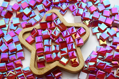300G Iridescent Mosaic Tiles, 0.4 inches Square Mosaic Glass Pieces, Mini Tiles for Glass Projects, Great for Mosaic Craft, 335pcs Crisp Sunshine Yellow Mosaic Great for Art Supplies