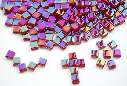 300G Iridescent Mosaic Tiles, 0.4 inches Square Mosaic Glass Pieces, Mini Tiles for Glass Projects, Great for Mosaic Craft, 335pcs Crisp Sunshine Yellow Mosaic Great for Art Supplies