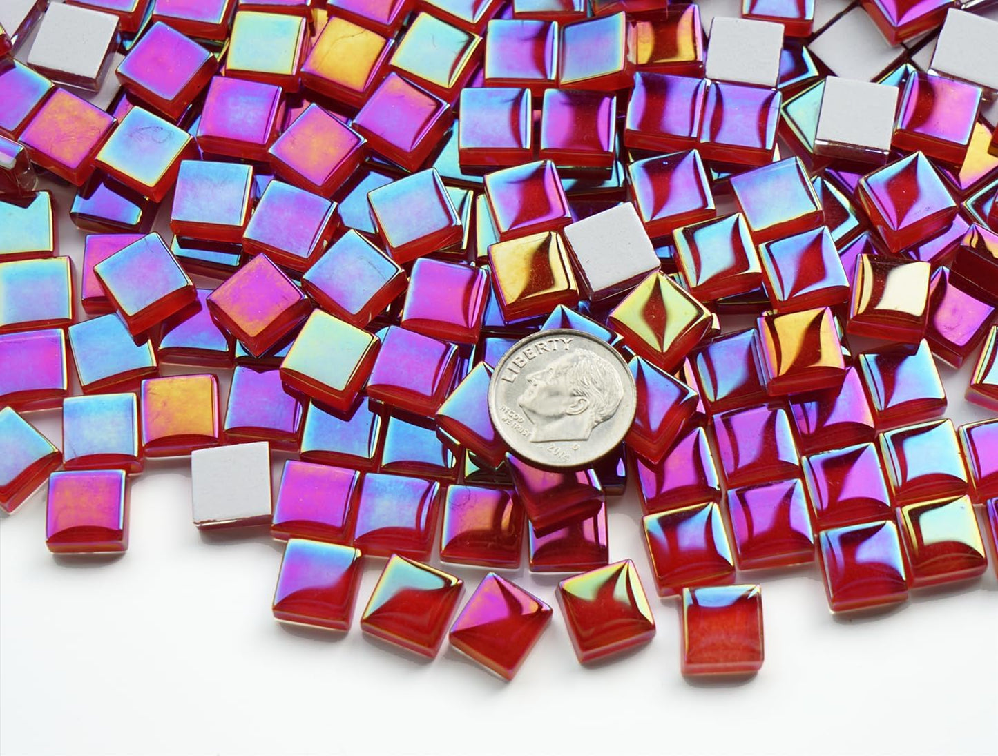 300G Iridescent Mosaic Tiles, 0.4 inches Square Mosaic Glass Pieces, Mini Tiles for Glass Projects, Great for Mosaic Craft, 335pcs Crisp Sunshine Yellow Mosaic Great for Art Supplies