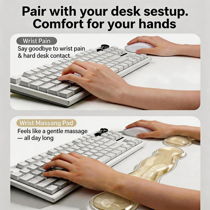 Wrist Rest for Keyboard and Mouse, Ergonomic Mouse Hand Rest Set, Cute Glitter Cloud Keyboard Pad with Wrist Support, Gel Desk Decor Accessories for Office Gaming School (Yellow)