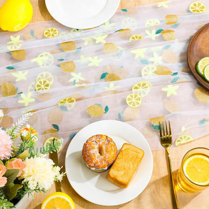 4Pcs Lemon Tulle Glitter Table Runner 29 X 70 Inch Summer Lemon Party Decorations Yellow Lemonade Party Decoration Lemonade Tablecloth for Birthday Wedding Baby Shower Home Kitchen Table Decor