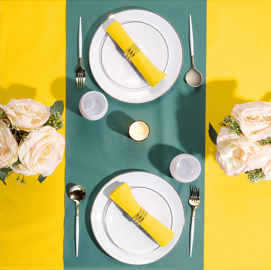Linen-Feel Colored Paper Napkins - Decortive Cloth-Like YELLOW Luncheon Napkins - Soft And Absorbent. For Kitchen, Party, Wedding, Dinner Or Any Occasion. (Pack of 50)