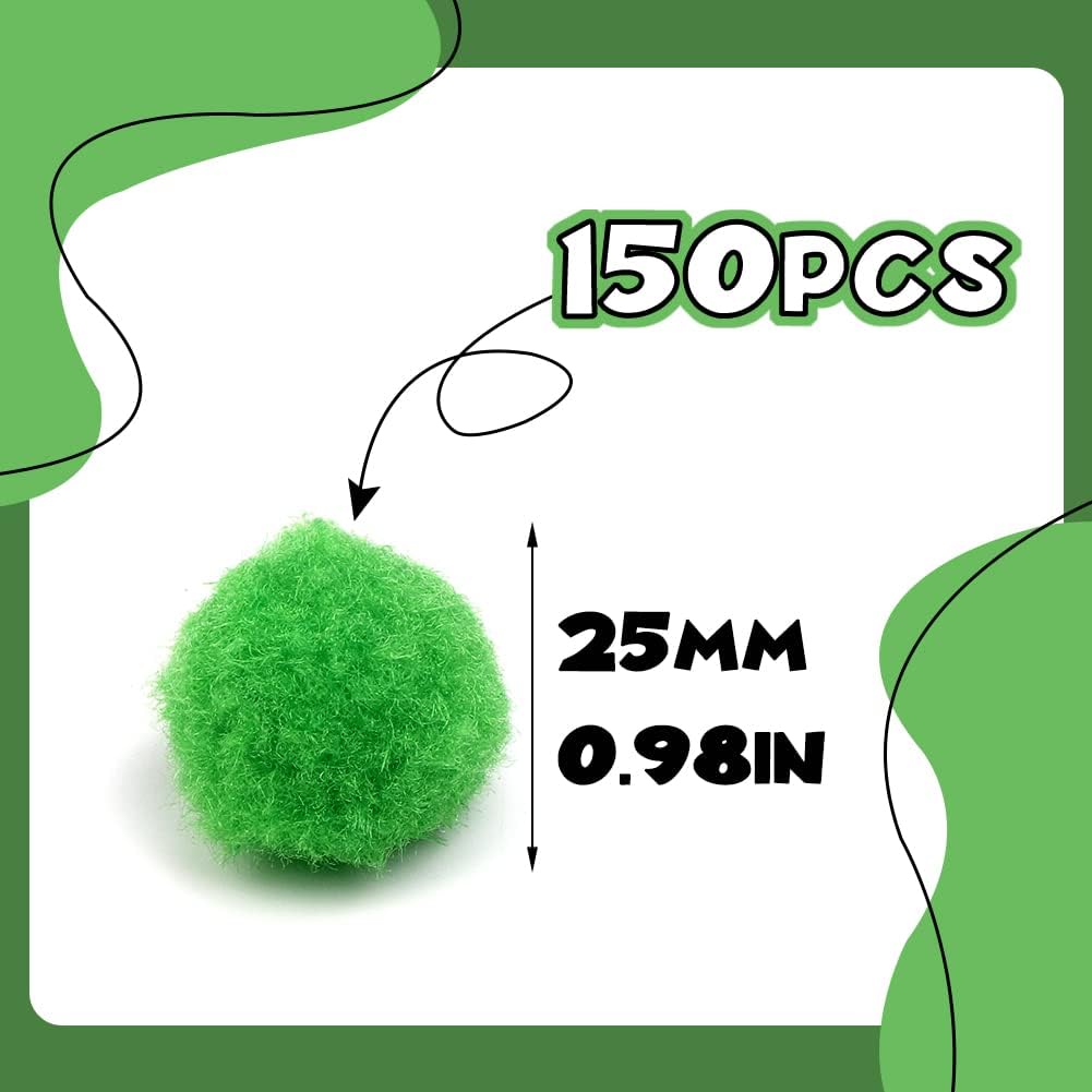 150 Pieces Pom Poms, 1 Inch Green Craft Pom Poms, Easter Decorations Fuzzy Pompom Puff Balls, Small Pom Pom Balls for DIY Arts Crafts Projects, Home Decorations | Pom Poms for Crafts Small Pompom Balls for DIY Arts, Crafts Projects, Birthday Home