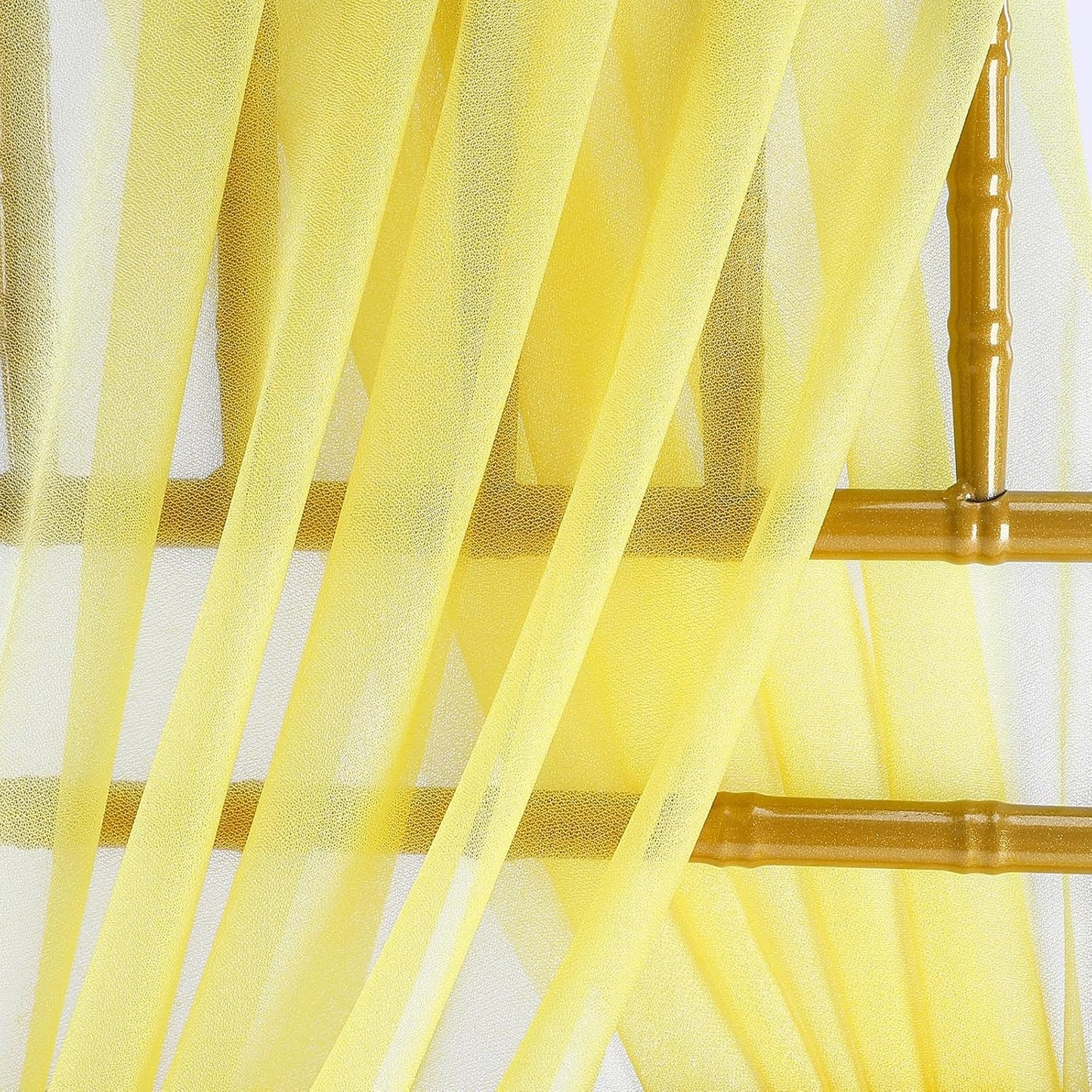 Yellow Chair Sashes Wedding: 36 Pieces Long Sheer Wedding Aisle Chair Decorations Tulle Chairs Covers with Artificial Eucalyptus