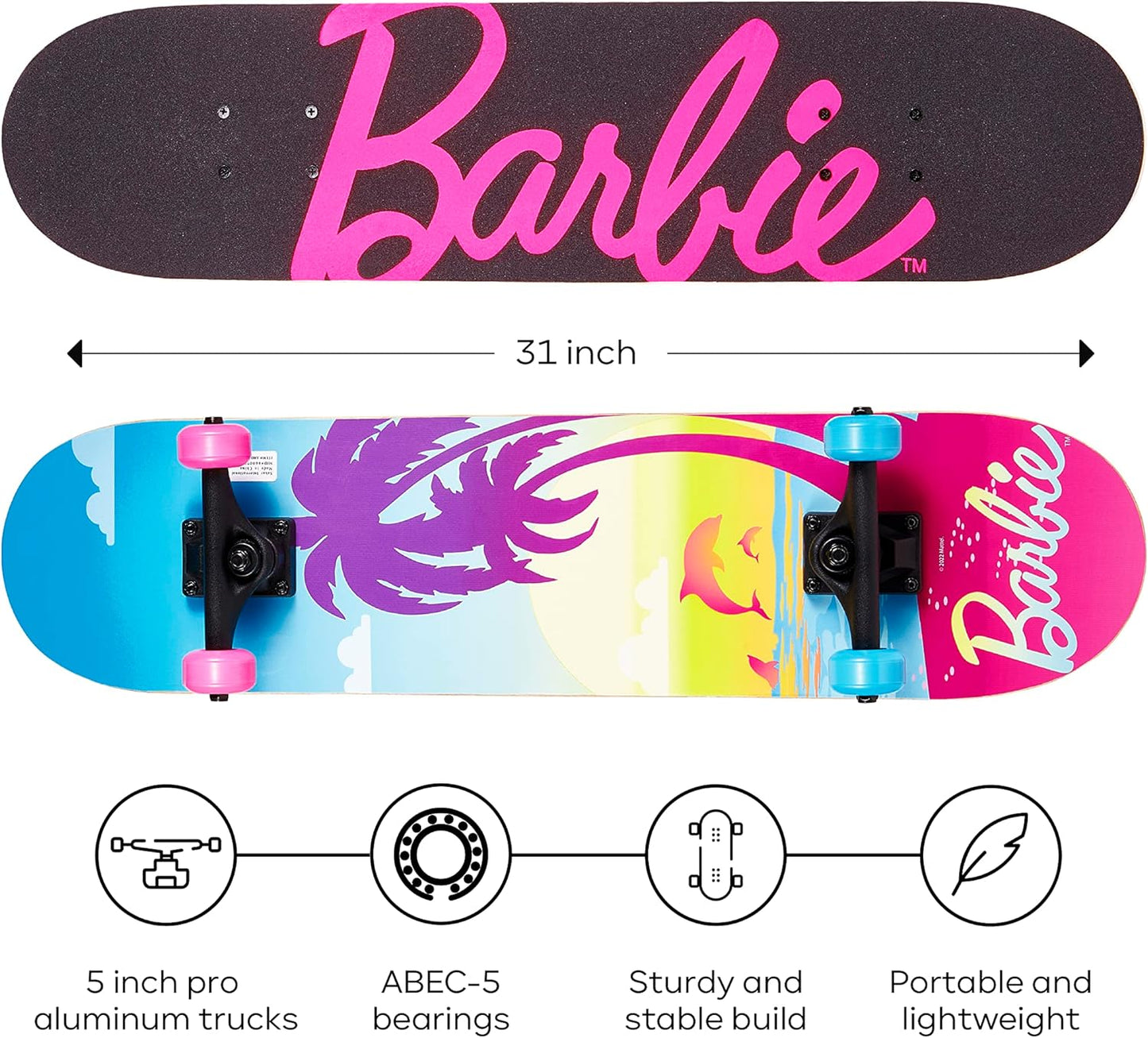31-Inch Skateboard, 9-Ply Maple Deck, ABEC 5 Bearings