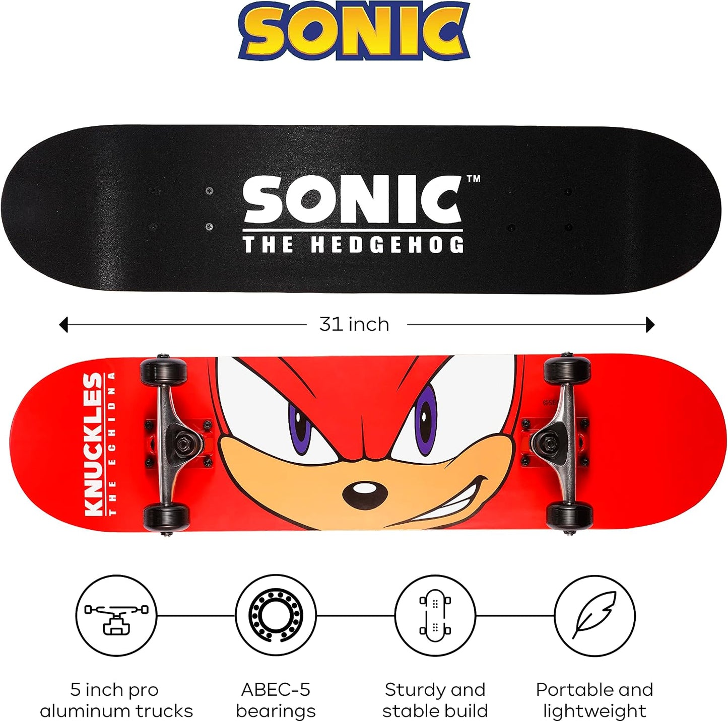 31-Inch Skateboard, 9-Ply Maple Deck, ABEC 5 Bearings