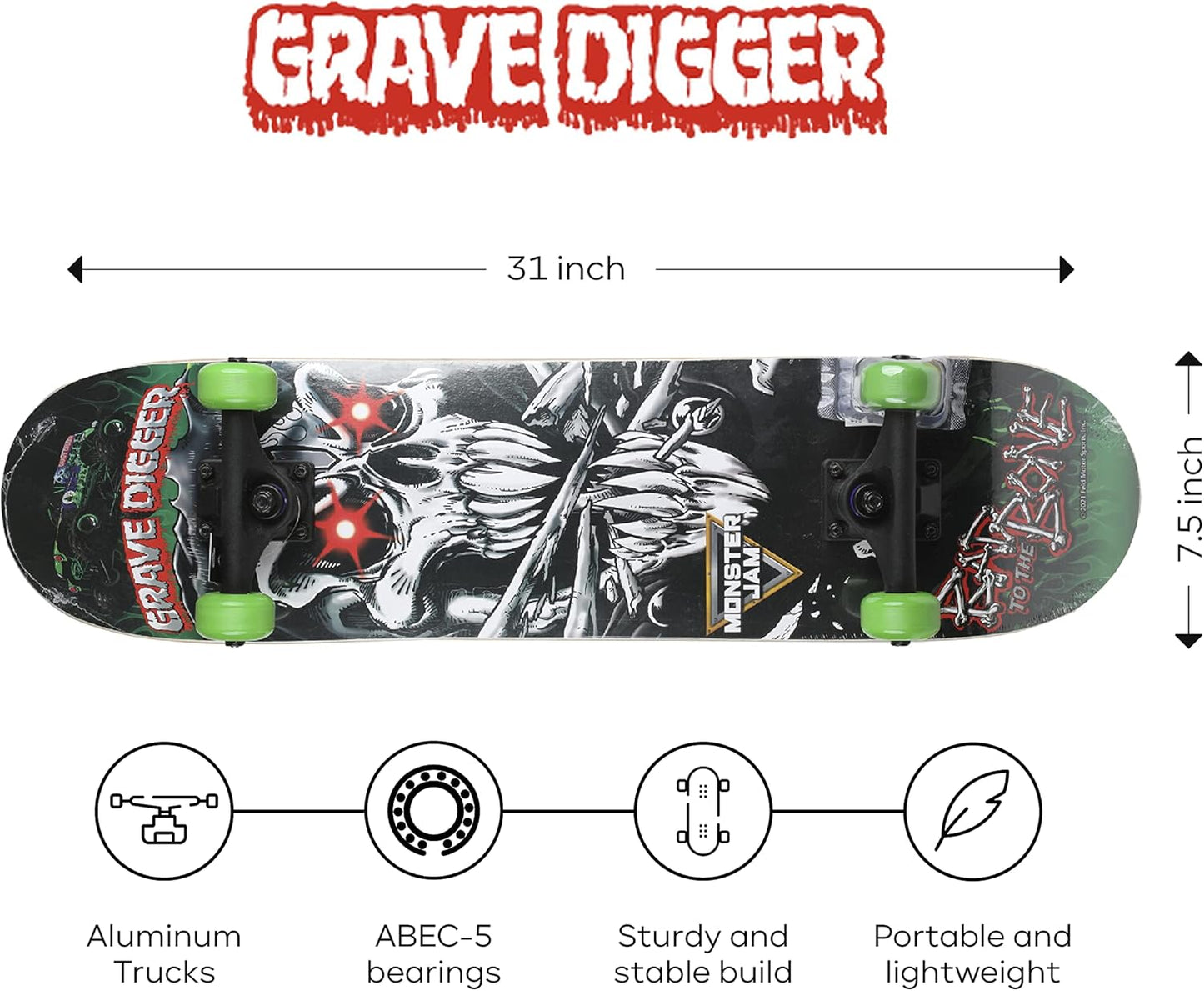 31-Inch Skateboard, 9-Ply Maple Deck, ABEC 5 Bearings