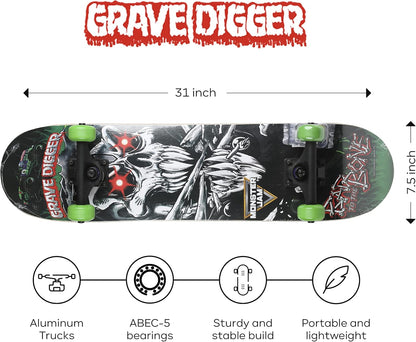 31-Inch Skateboard, 9-Ply Maple Deck, ABEC 5 Bearings