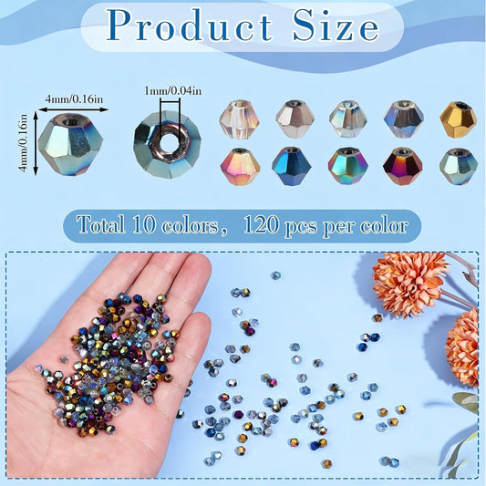 1000Pcs 4mm Faceted Crystal Glass Bicone Beads Loose Bead for DIY Bracelet Necklace Earring Keychain Jewelry Making,Yellow AB