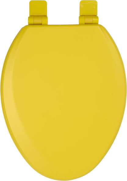 Toilet Seat, Slow Close, Soft Touch, Ultra-Smooth Matte Finish (No Orange-Peel Texture), Premium Moulded Wood, Quick Release, (Yellow, Elongated)