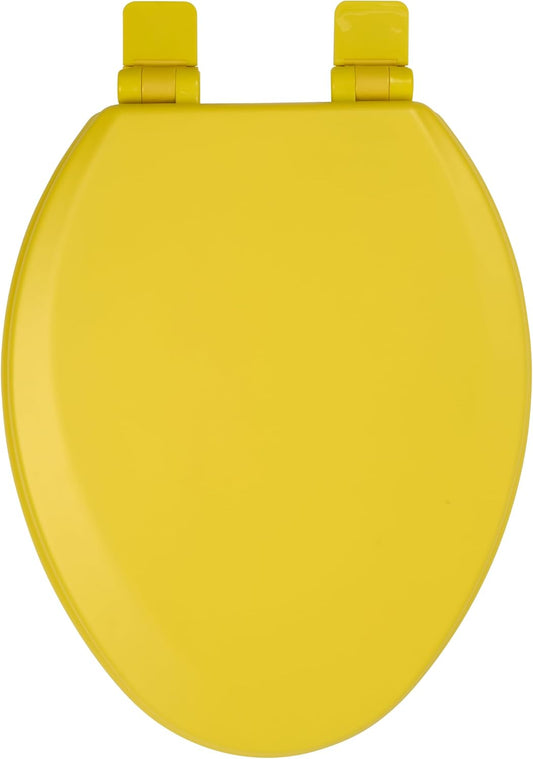 Toilet Seat, Slow Close, Soft Touch, Ultra-Smooth Matte Finish (No Orange-Peel Texture), Premium Moulded Wood, Quick Release, (Yellow, Elongated)