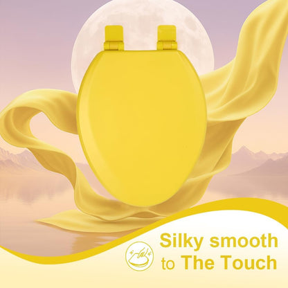 Toilet Seat, Slow Close, Soft Touch, Ultra-Smooth Matte Finish (No Orange-Peel Texture), Premium Moulded Wood, Quick Release, (Yellow, Elongated)