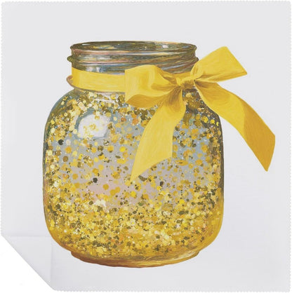 Honey Jar with Golden Glitter Yellow Bow Cloth Napkins Set of 6, Square Premium Reusable Washable Polyester Table Linen Napkin for Dinner Party