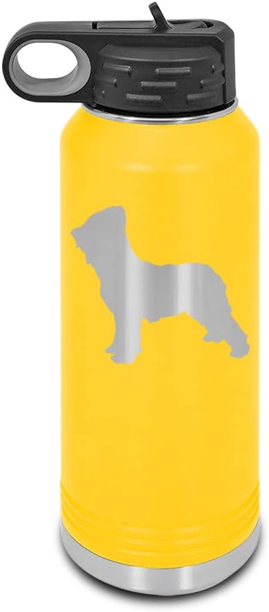 Briard Laser Engraved Water Bottle Customizable Polar Camel Stainless Steel with Straw - Dog Canine pet Yellow 32 oz