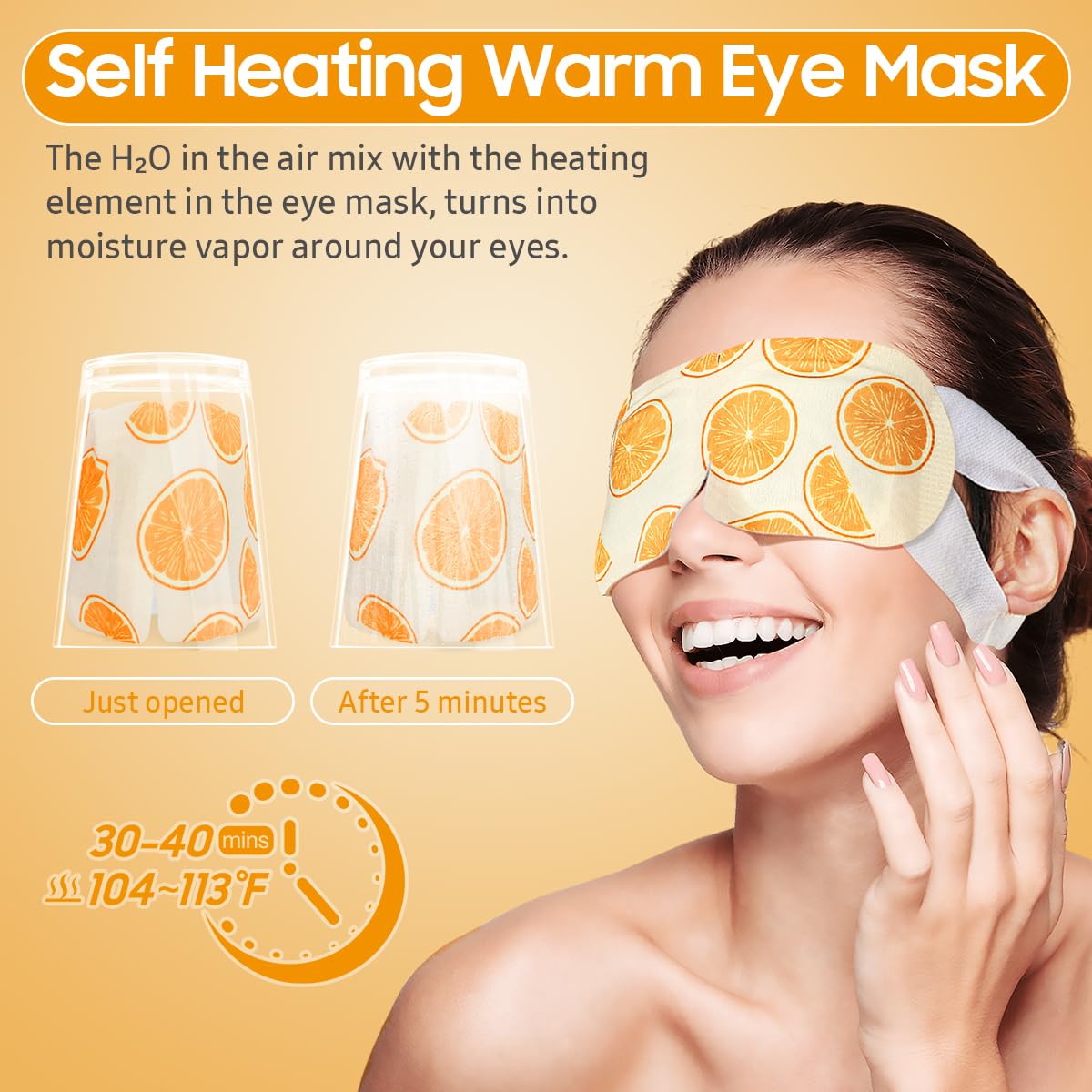 Steam Eye Mask, 10Packs Heated Eye Mask, Self Heating Disposable SPA Warm Compress for Eyes Sleep Mask, Travel Essentials & Relaxation Gifts for Women (Orange Scent)