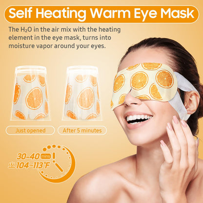 Steam Eye Mask, 10Packs Heated Eye Mask, Self Heating Disposable SPA Warm Compress for Eyes Sleep Mask, Travel Essentials & Relaxation Gifts for Women (Orange Scent)