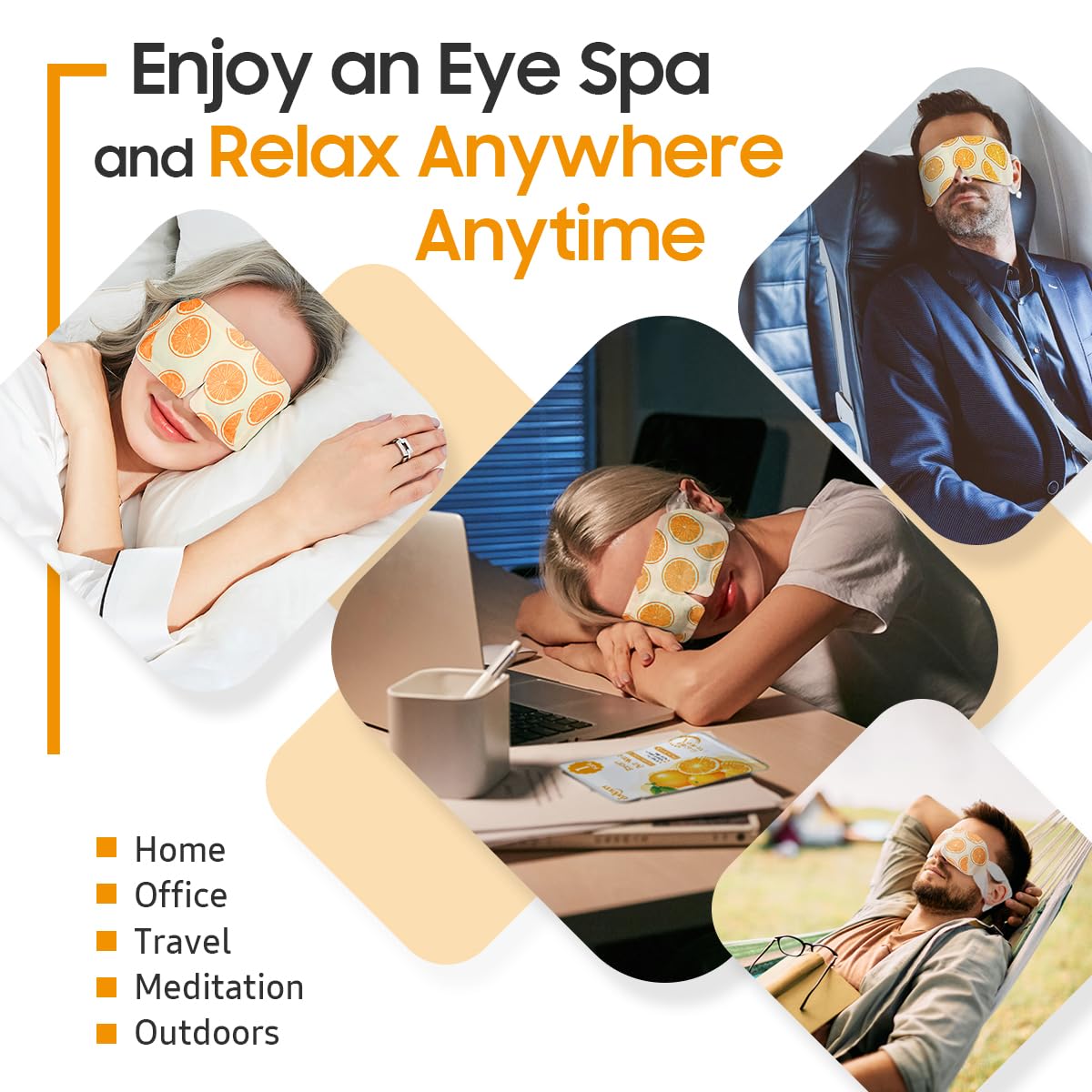 Steam Eye Mask, 10Packs Heated Eye Mask, Self Heating Disposable SPA Warm Compress for Eyes Sleep Mask, Travel Essentials & Relaxation Gifts for Women (Orange Scent)