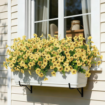 Artificial Outdoor Flowers UV Resistant Fake Plants Greenery 12 Bundles Faux Silk Daisy with Eucalyptus Leaves Summer Outdoor Memorial Day Decor for Porch Patio Yard Garden Farmhouse, Yellow