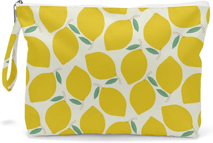 Wet Bag For Swimsuit, Travel Makeup Bag Waterproof Large Capacity for Women Girls Mom Sister Friends lemon Pattern Gifts
