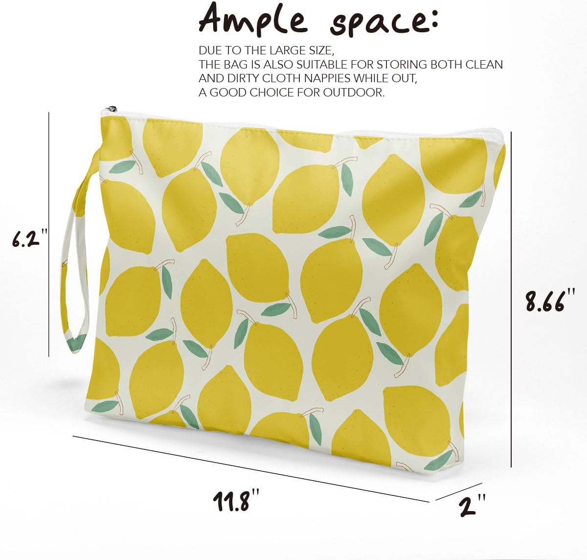 Wet Bag For Swimsuit, Travel Makeup Bag Waterproof Large Capacity for Women Girls Mom Sister Friends lemon Pattern Gifts