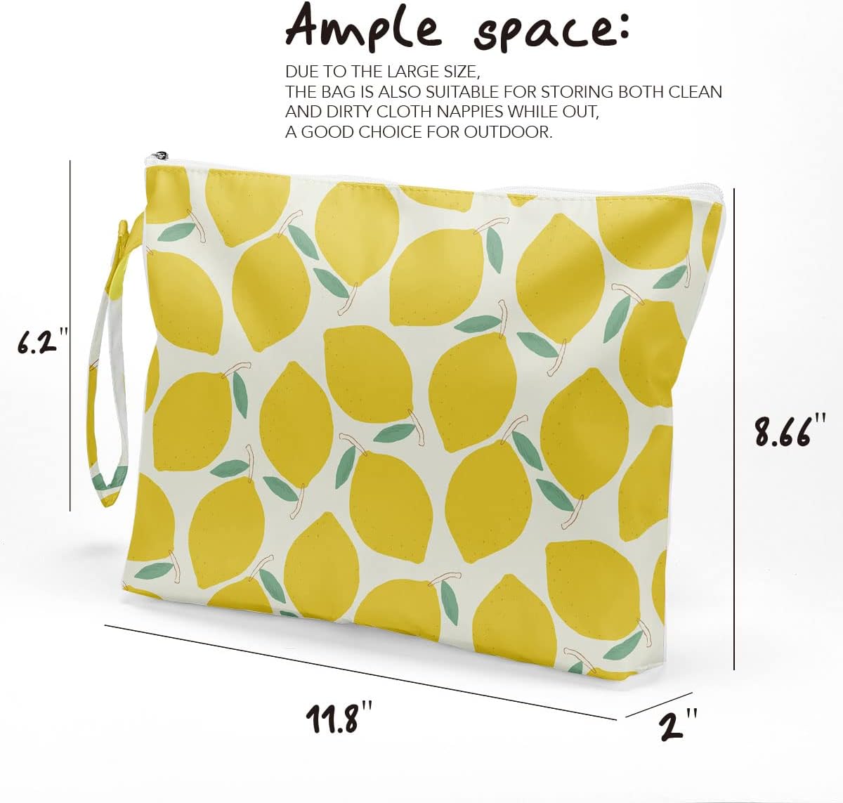 Wet Bag For Swimsuit, Travel Makeup Bag Waterproof Large Capacity for Women Girls Mom Sister Friends lemon Pattern Gifts