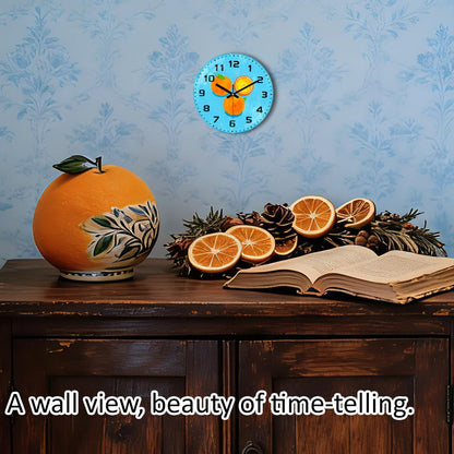 Lemon , 8 Inch Silent Non-Ticking Battery Operated Clock | Large Number Analog Glass Wall Clocks Lemon Decorations for Kitchen Living Room Bedroom Summer-Themed Spaces