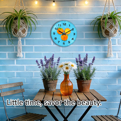 Lemon , 8 Inch Silent Non-Ticking Battery Operated Clock | Large Number Analog Glass Wall Clocks Lemon Decorations for Kitchen Living Room Bedroom Summer-Themed Spaces