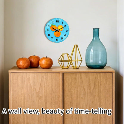 Lemon , 8 Inch Silent Non-Ticking Battery Operated Clock | Large Number Analog Glass Wall Clocks Lemon Decorations for Kitchen Living Room Bedroom Summer-Themed Spaces