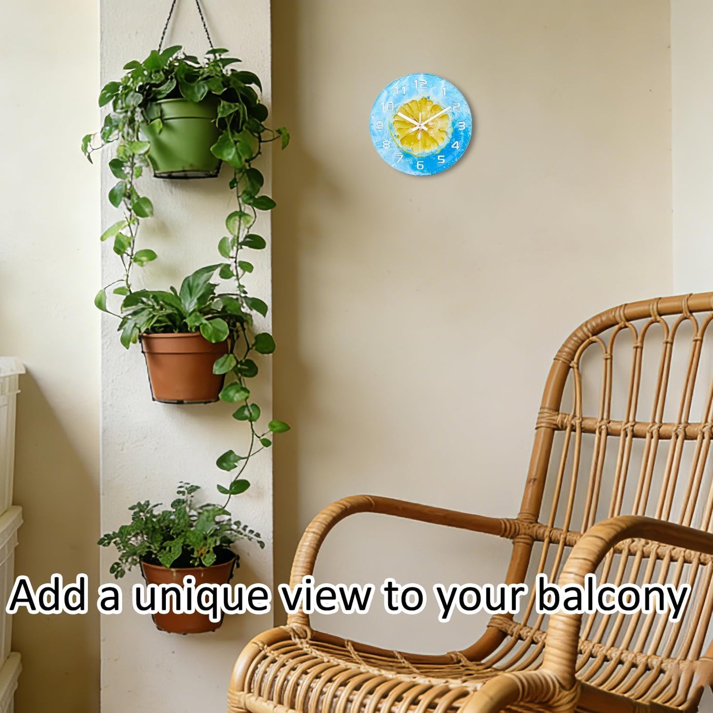 Lemon , 8 Inch Silent Non-Ticking Battery Operated Clock | Large Number Analog Glass Wall Clocks Lemon Decorations for Kitchen Living Room Bedroom Summer-Themed Spaces