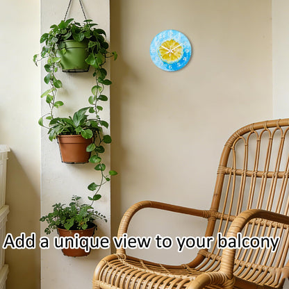 Lemon , 8 Inch Silent Non-Ticking Battery Operated Clock | Large Number Analog Glass Wall Clocks Lemon Decorations for Kitchen Living Room Bedroom Summer-Themed Spaces