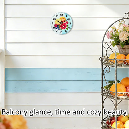 Lemon , 8 Inch Silent Non-Ticking Battery Operated Clock | Large Number Analog Glass Wall Clocks Lemon Decorations for Kitchen Living Room Bedroom Summer-Themed Spaces