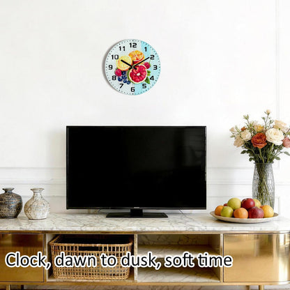 Lemon , 8 Inch Silent Non-Ticking Battery Operated Clock | Large Number Analog Glass Wall Clocks Lemon Decorations for Kitchen Living Room Bedroom Summer-Themed Spaces