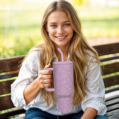Lemon Tumbler with Straw and Lid Vacuum Insulated 40oz Stainless Steel Cup Gifts for Women Birthday Present Lemon Water Bottle Coffee Cup for Home or Travel