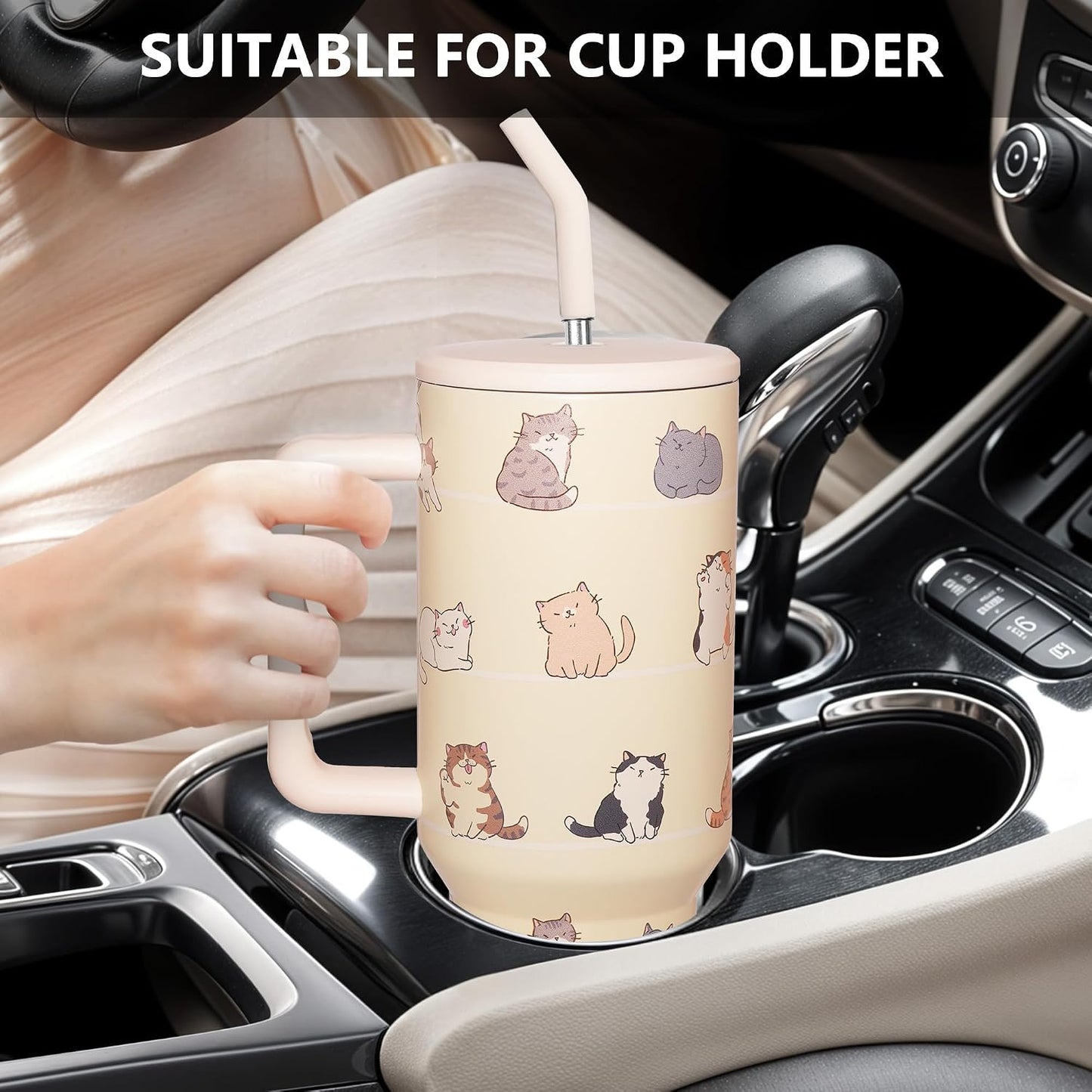 Lemon Tumbler with Straw and Lid Vacuum Insulated 40oz Stainless Steel Cup Gifts for Women Birthday Present Lemon Water Bottle Coffee Cup for Home or Travel