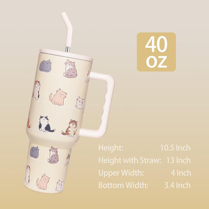 Lemon Tumbler with Straw and Lid Vacuum Insulated 40oz Stainless Steel Cup Gifts for Women Birthday Present Lemon Water Bottle Coffee Cup for Home or Travel
