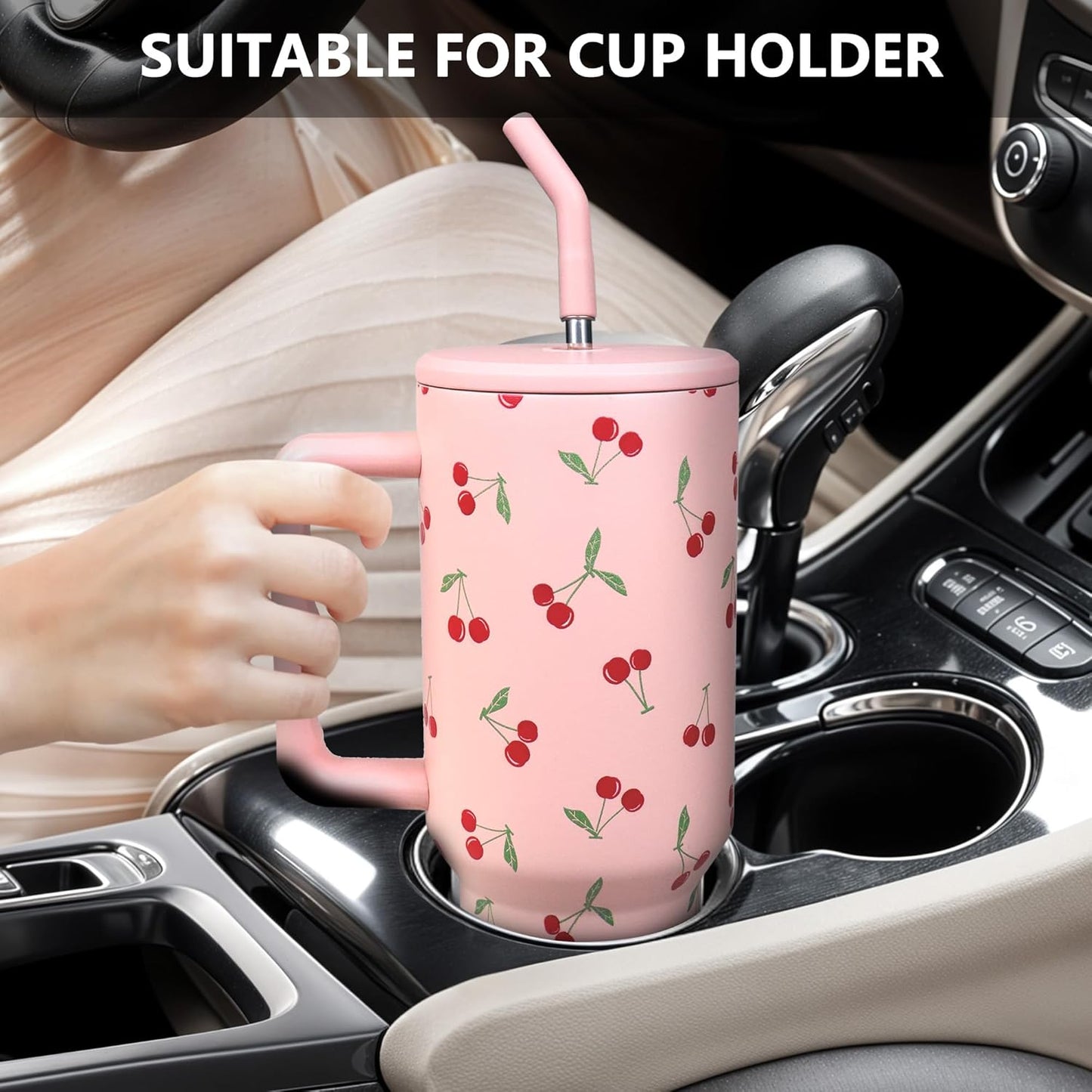 Lemon Tumbler with Straw and Lid Vacuum Insulated 40oz Stainless Steel Cup Gifts for Women Birthday Present Lemon Water Bottle Coffee Cup for Home or Travel