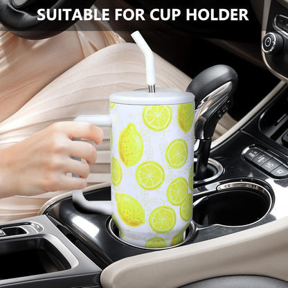 Lemon Tumbler with Straw and Lid Vacuum Insulated 40oz Stainless Steel Cup Gifts for Women Birthday Present Lemon Water Bottle Coffee Cup for Home or Travel