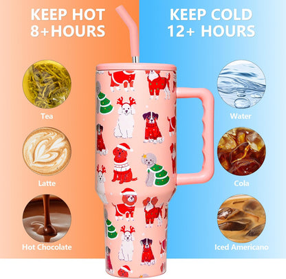 Lemon Tumbler with Straw and Lid Vacuum Insulated 40oz Stainless Steel Cup Gifts for Women Birthday Present Lemon Water Bottle Coffee Cup for Home or Travel
