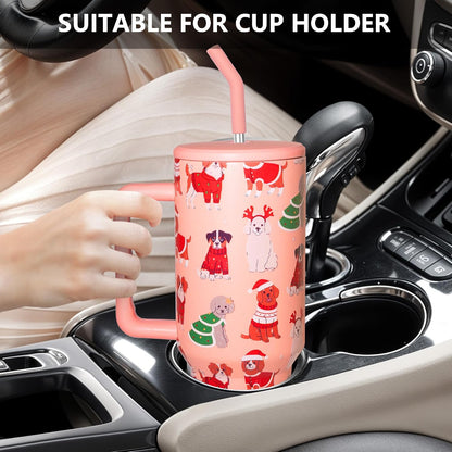 Lemon Tumbler with Straw and Lid Vacuum Insulated 40oz Stainless Steel Cup Gifts for Women Birthday Present Lemon Water Bottle Coffee Cup for Home or Travel